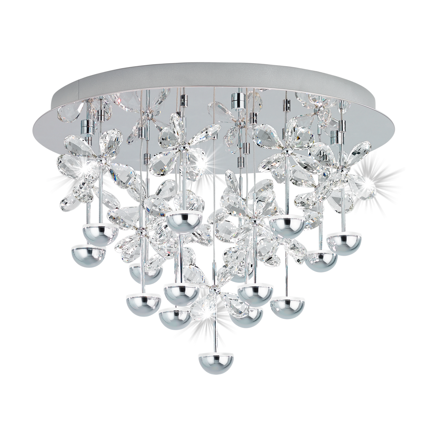 Pianopoli 15 Light Small Close to Ceiling Crystal Butterfly Cluster