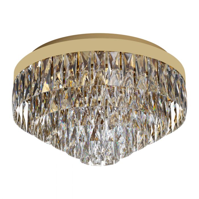 Valparaiso 8 Light Gold and Crystal Close to Ceiling Light