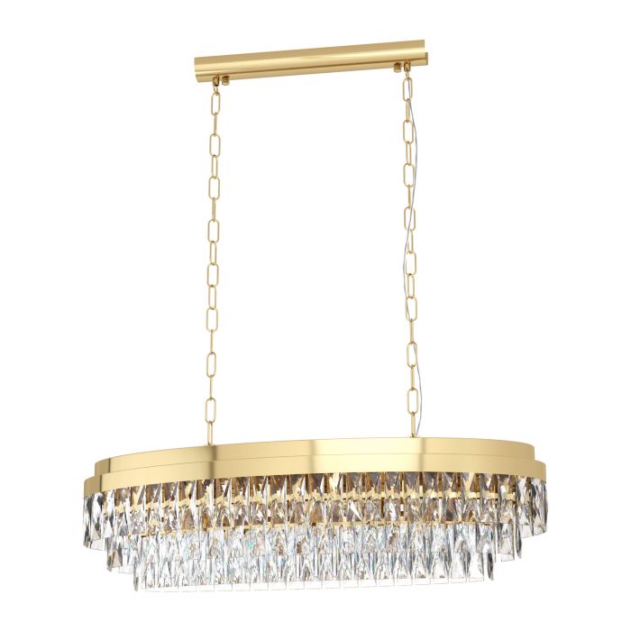 Valparaiso 10 Light Gold and Crystal Pendant Light