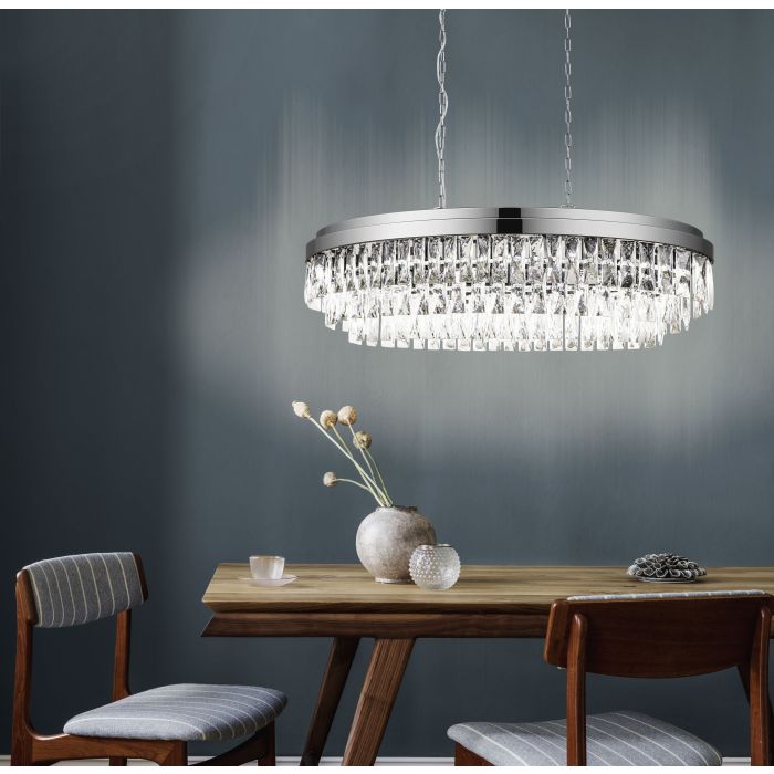 Valparaiso 10 Light Chrome and Crystal Pendant Light