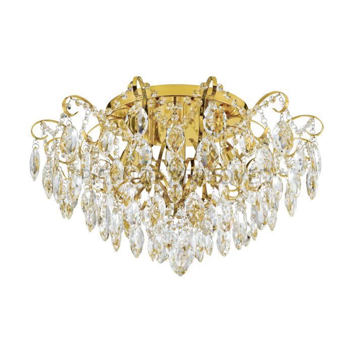 Fenoullet 6 Light Brass and Crystal Close to Ceiling Light