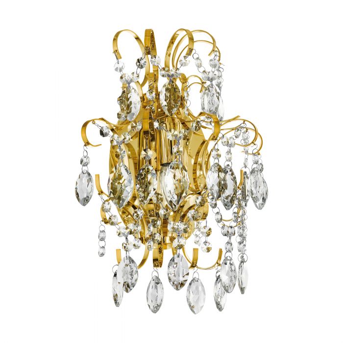 Fenoullet 1 Light Brass and Crystal Wall Light