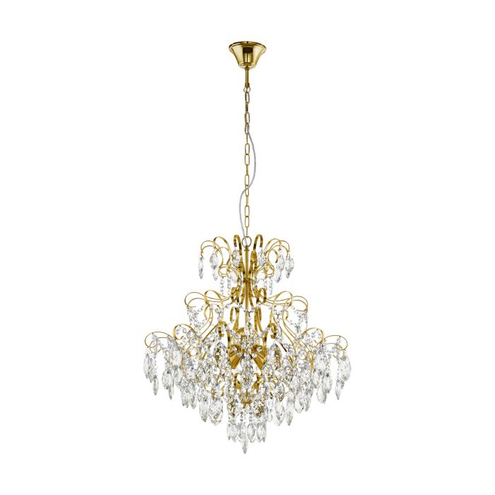 Fenoullet 5 Light Brass and Crystal Pendant Light