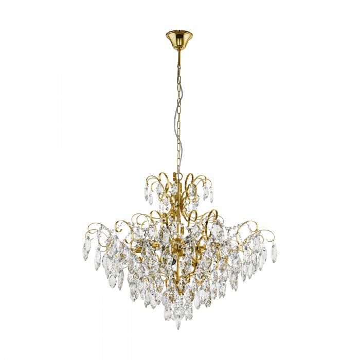 Fenoullet 9 Light Brass and Crystal Pendant Light
