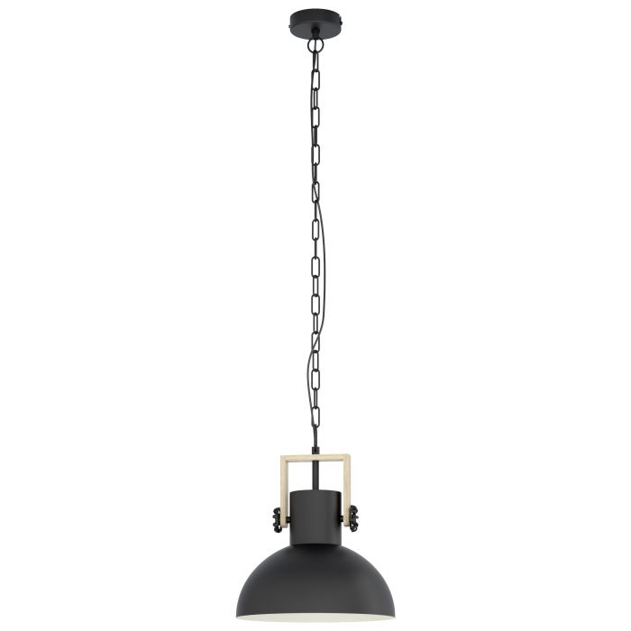 Lubenham Industrial Timber and Black 1 Light Pendant