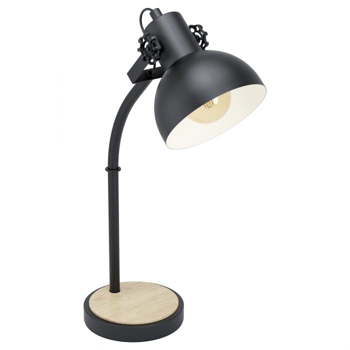 Lubenham Industrial Timber and Black Table Lamp