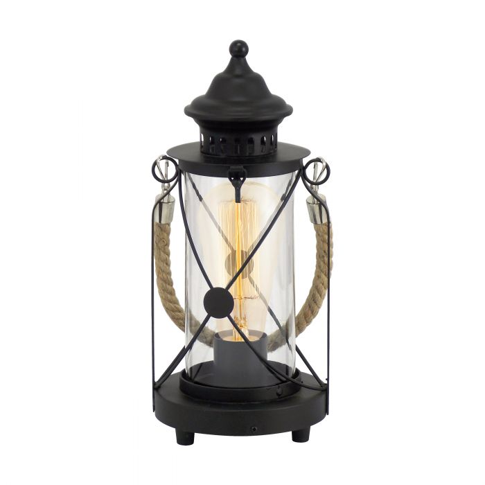 Bradford Rustic Nautical Black and Glass Table Lamp