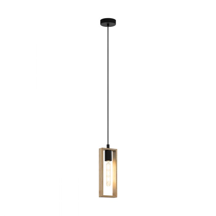 Littleton 1 Light Black and Timber Modern Pendant