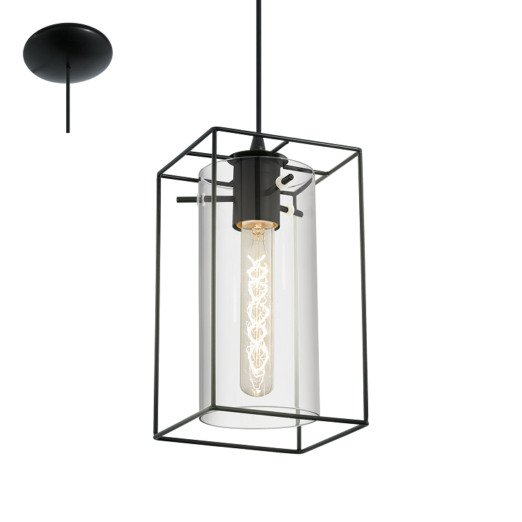 Loncino Box Frame and Smoke Cylinder Glass Pendant