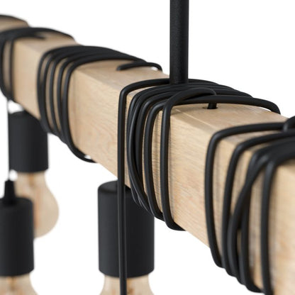 Townshend Black and Timber 9 Light Pendant