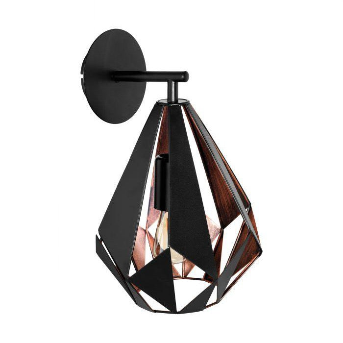 Carlton Black/Copper Small Prism Cut Wall Light