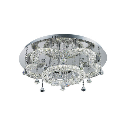 Lugos Multi Tier Tri-Colour LED 45wt Round Crystal Frame and Drops Ceiling Light