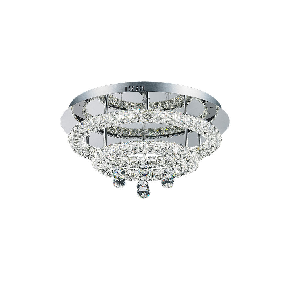 Horos 2 Tier Tri-Colour LED 27w Round Crystal Frame and Drops Ceiling Light