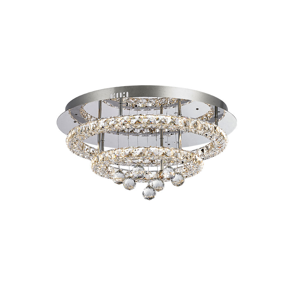 Horos 2 Tier Tri-Colour LED 27w Round Crystal Frame and Drops Ceiling Light