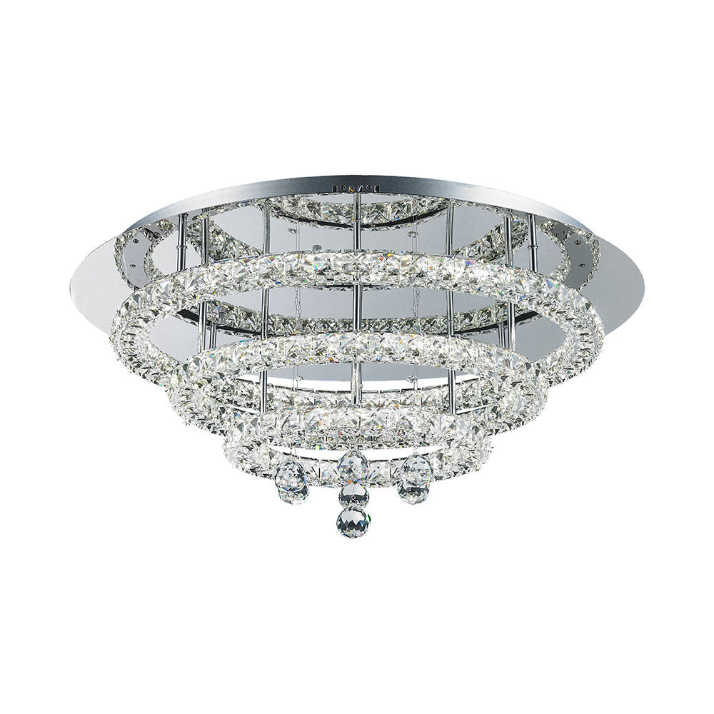 Horos 3 Tier Tri-Colour LED 37wt Round Crystal Frame and Drops Ceiling Light