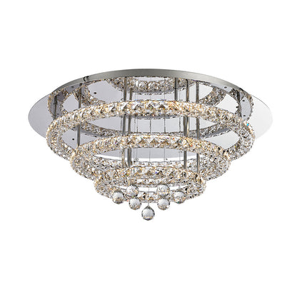 Horos 3 Tier Tri-Colour LED 37wt Round Crystal Frame and Drops Ceiling Light