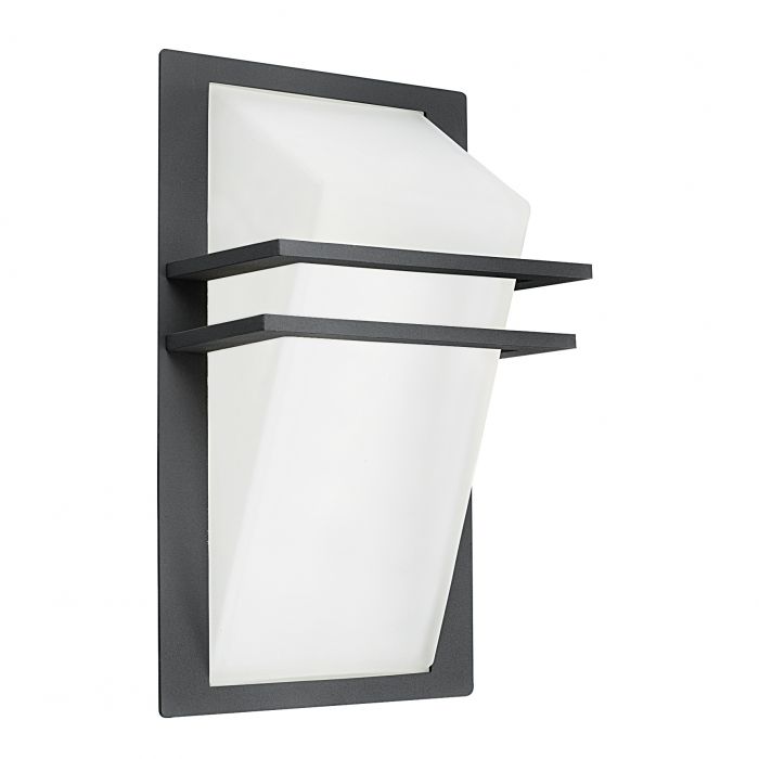 Park Anthracite and Opal Glass Modern Exterior Bunker Wall Light