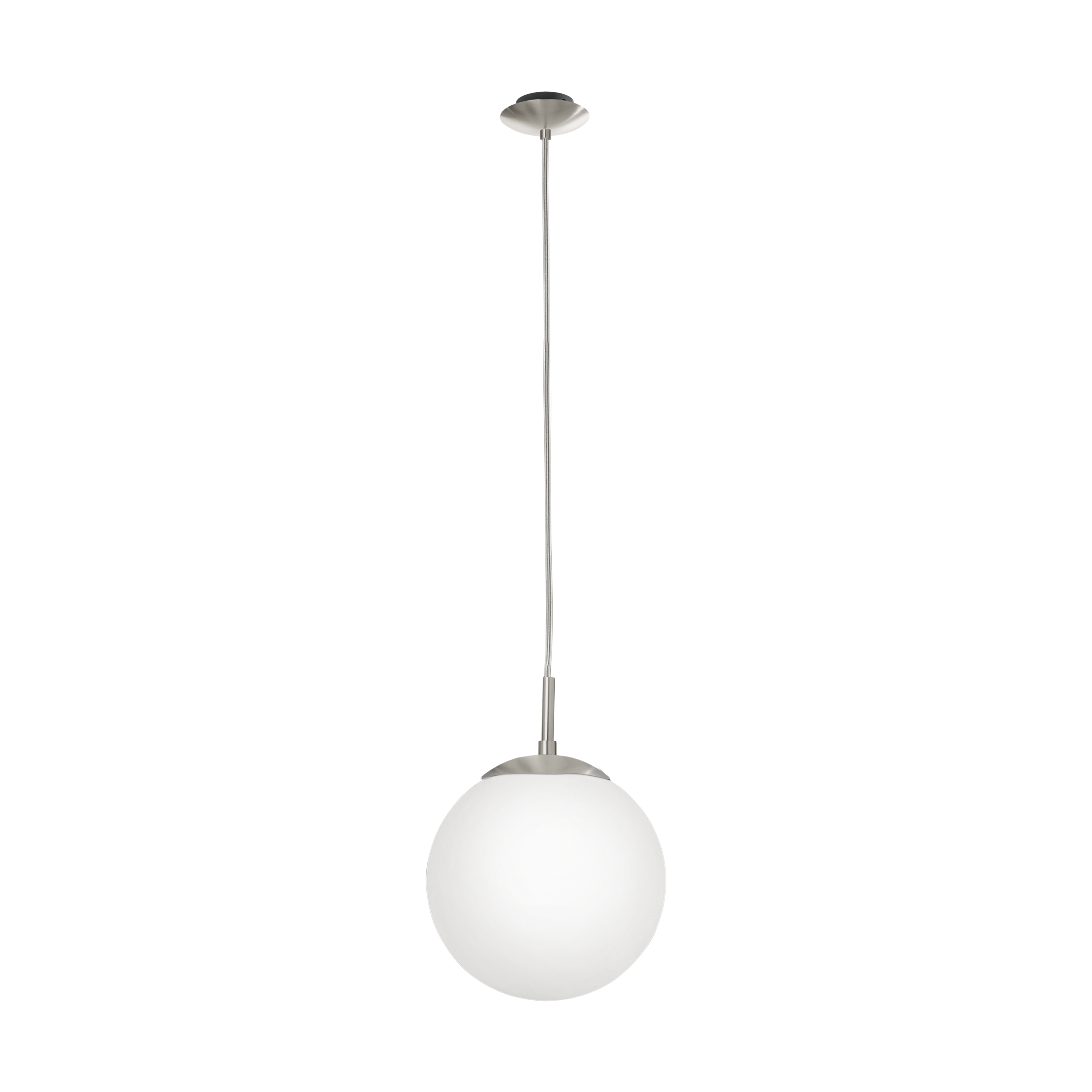 Rondo 200mm Satin Nickel and Opal Glass Ball Pendant