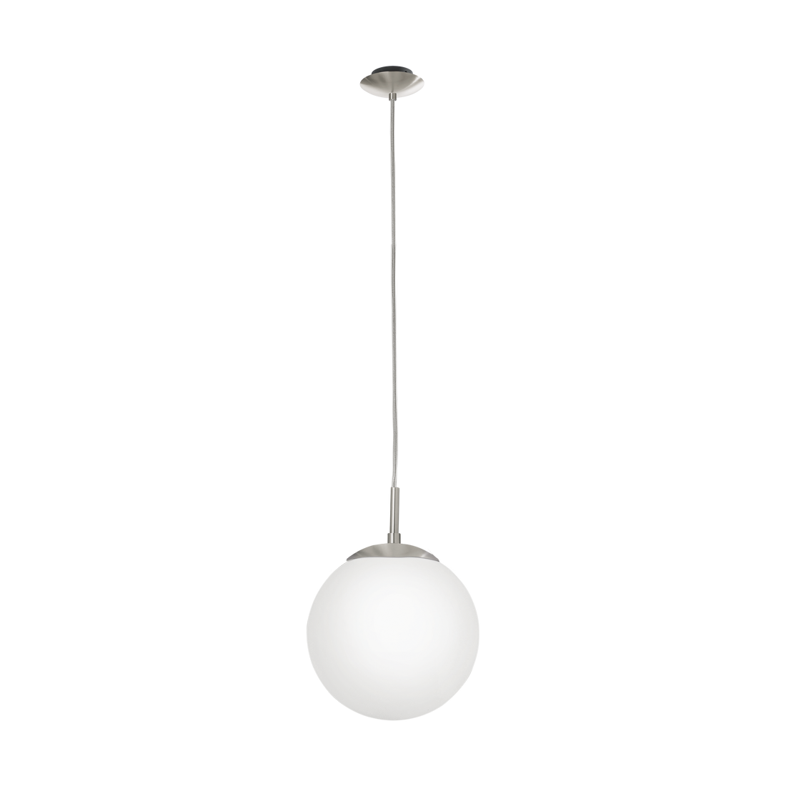 Rondo 200mm Satin Nickel and Opal Glass Ball Pendant
