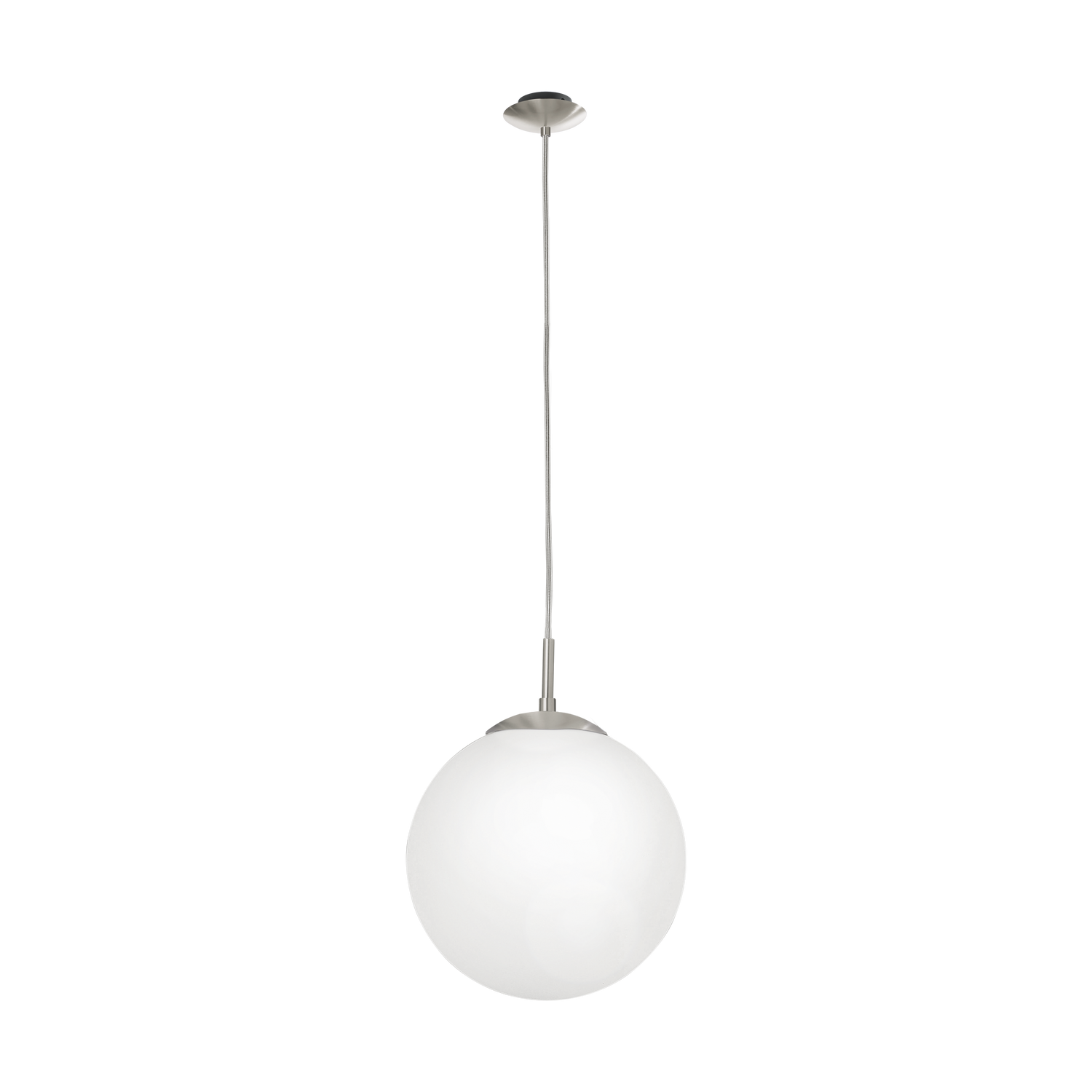 Rondo 250mm Satin Nickel and Opal Glass Ball Pendant