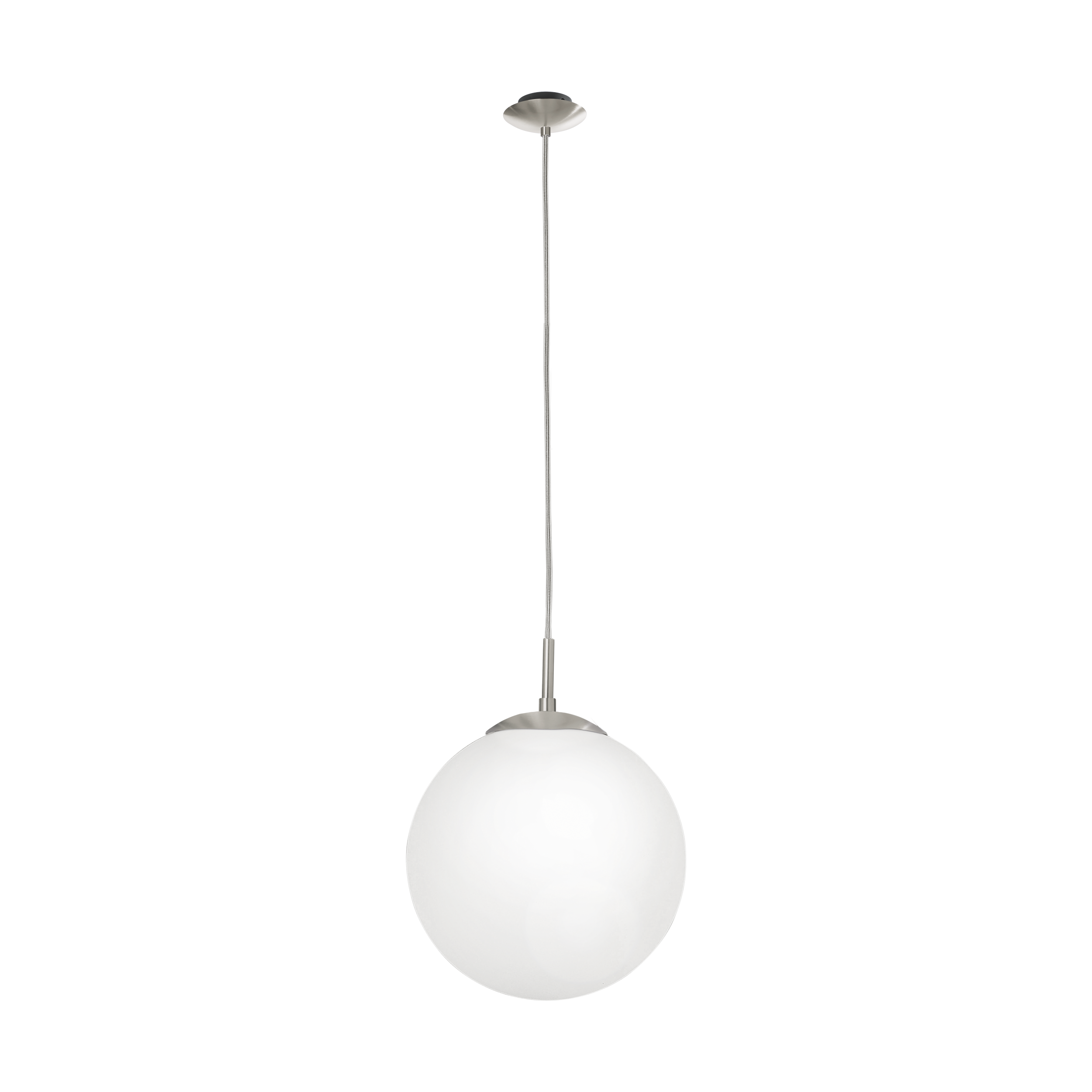 Rondo 250mm Satin Nickel and Opal Glass Ball Pendant