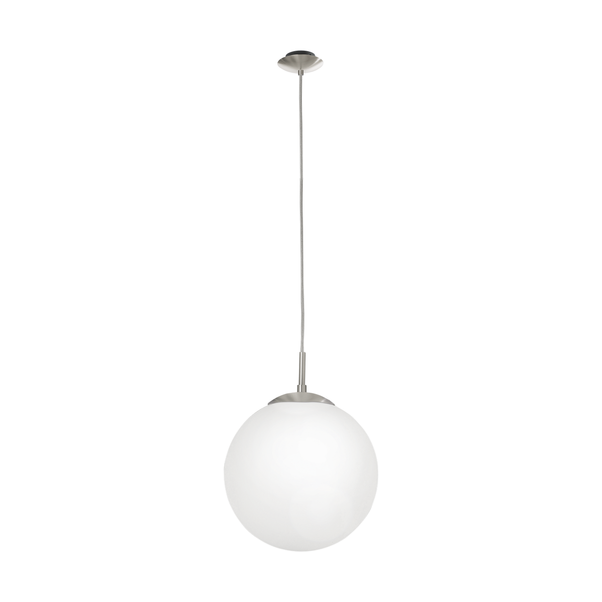 Rondo 250mm Satin Nickel and Opal Glass Ball Pendant