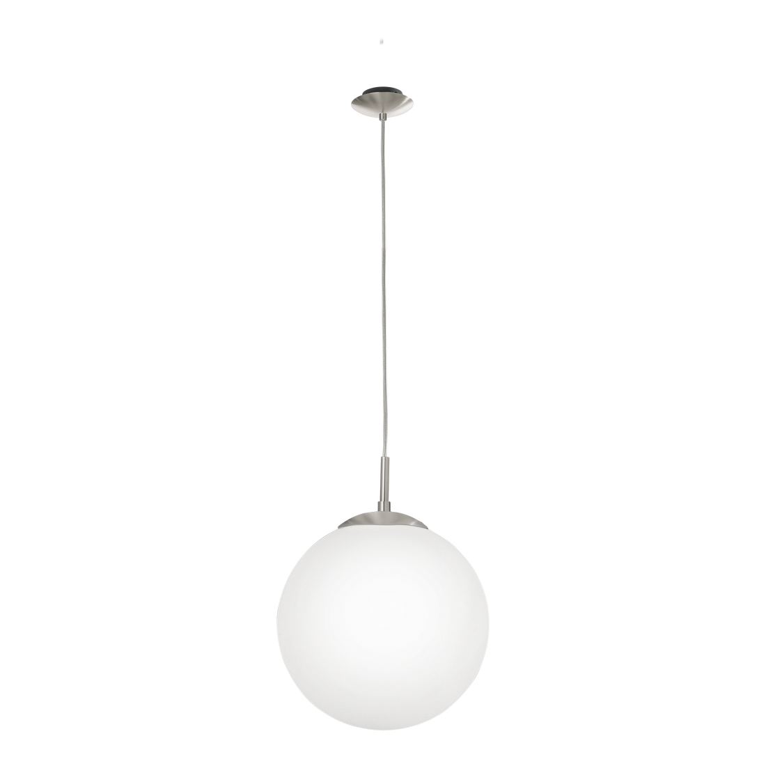 Rondo 300mm Satin Nickel and Opal Glass Ball Pendant