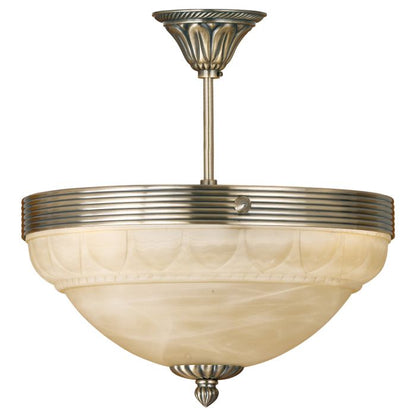 Marbella Traditional Bronze and Champagne Alabaster Glass Close to Ceiling Light
