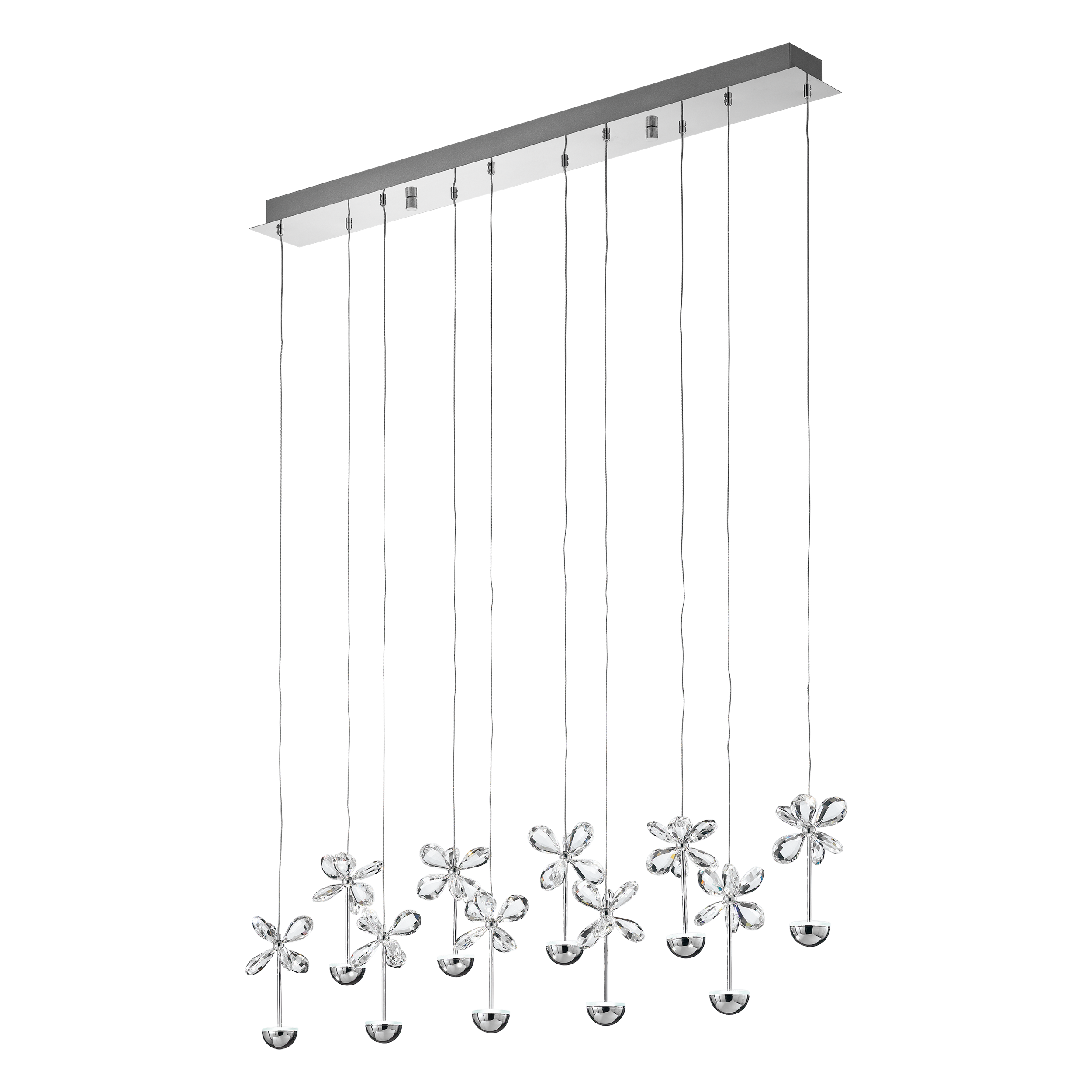 Pianopoli 10 Light Linear Bar Crystal Butterfly Pendant