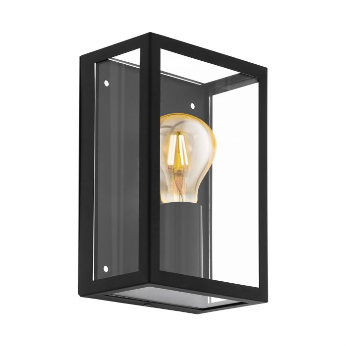 Alamonte 1 One Light Outdoor Black and Glass Modern Wall Light