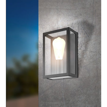 Alamonte 1 One Light Outdoor Black and Glass Modern Wall Light