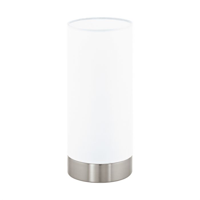 Pasteri Nickel and White Fabric Shade Touch Table Lamp