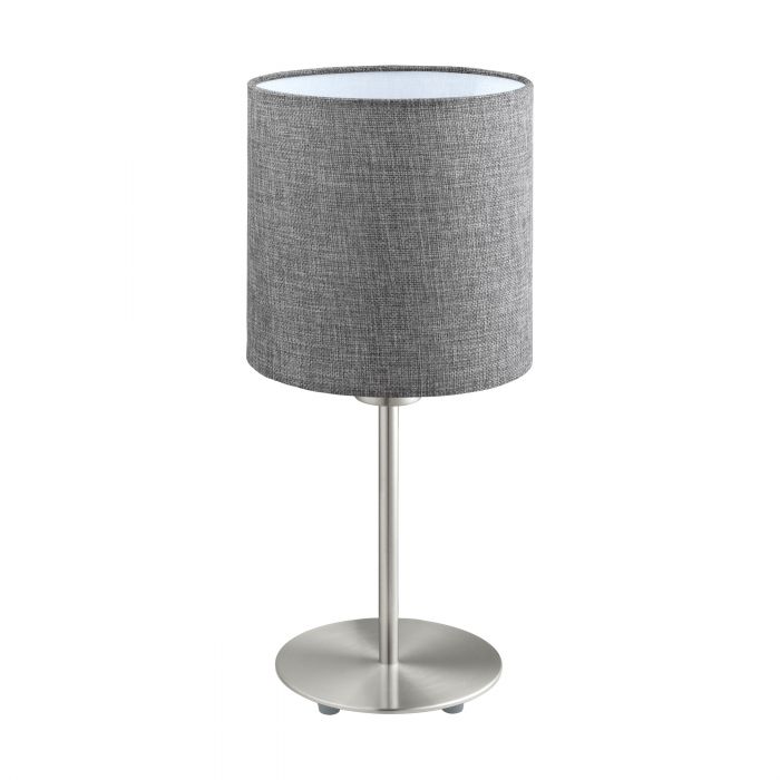 Pasteri Nickel and Grey Fabric Shade Table Lamp