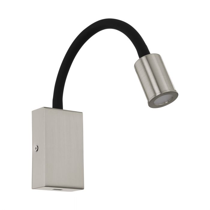 Tazzoli Satin Nickel and Black Adjustable LED Wall Light with USB Port