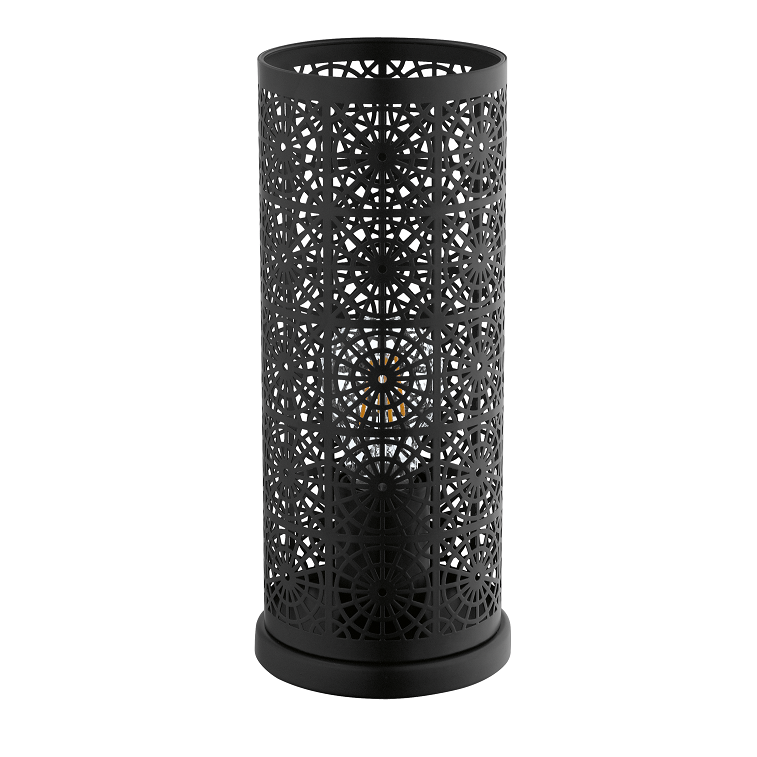 Bocal Black Radial Laser Cut Cylinder Table Lamp