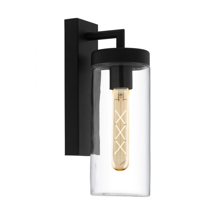 Bovolone Modern Black and Glass Exterior Wall Light