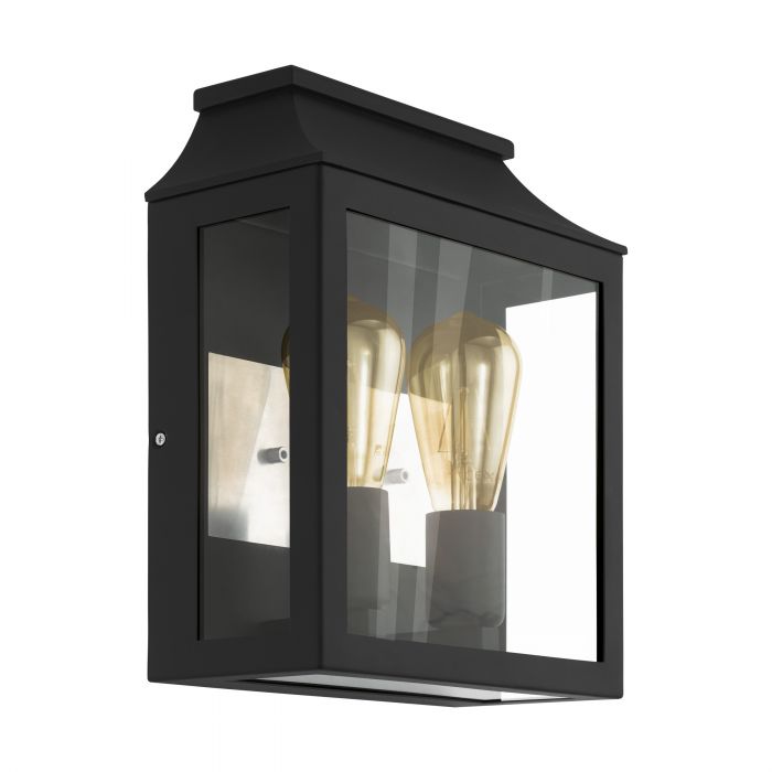 Soncino Black and Glass Modern Outdoor Wall Light