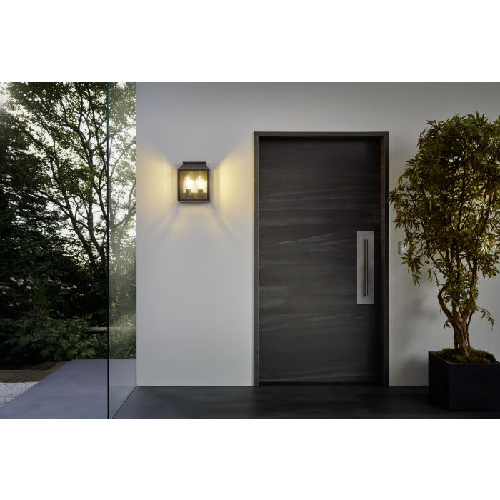 Soncino Black and Glass Modern Outdoor Wall Light