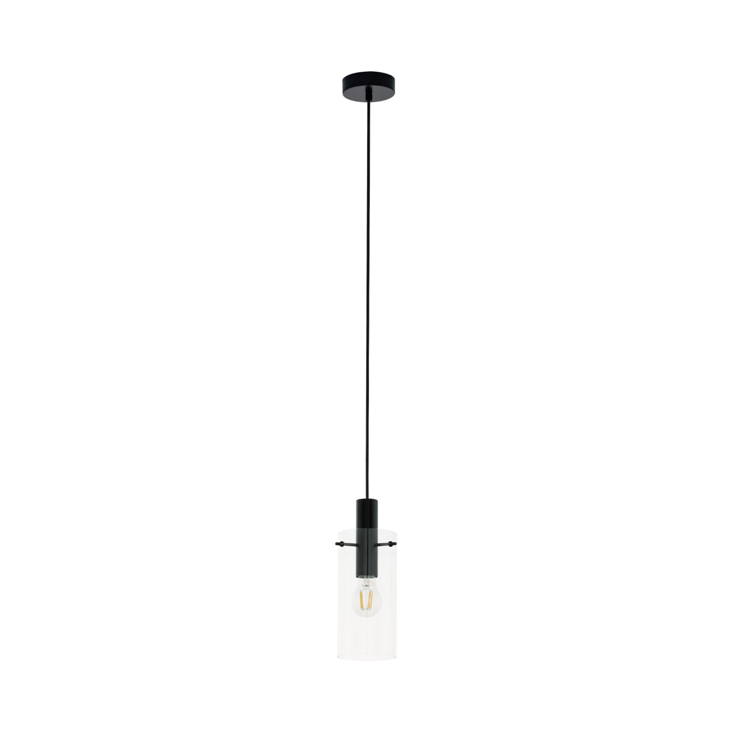 Montefino Clear Glass Cylinder and Black Pendant