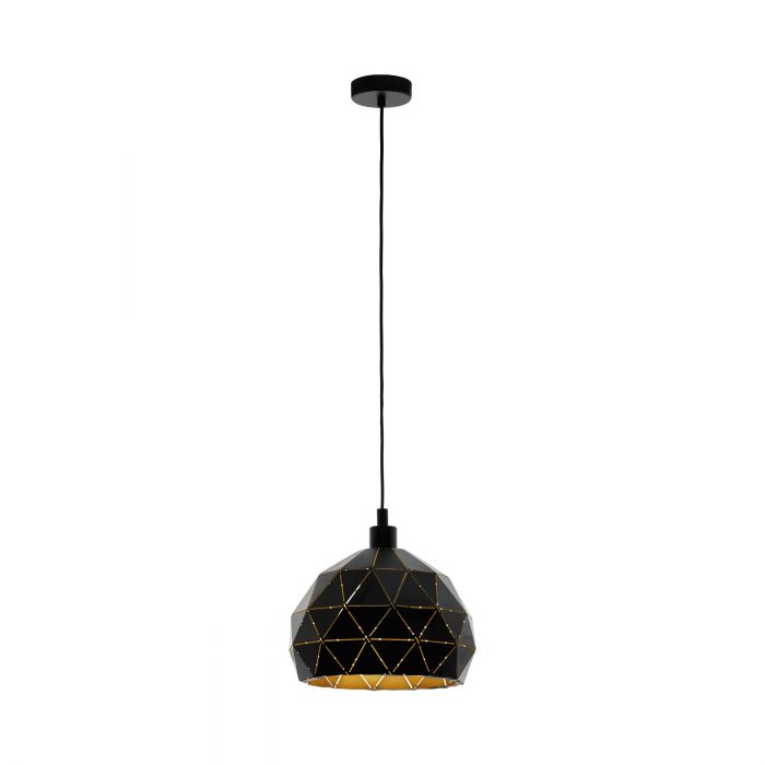 Roccaforte Large Black and Gold Laser Cut Industrial Pendant