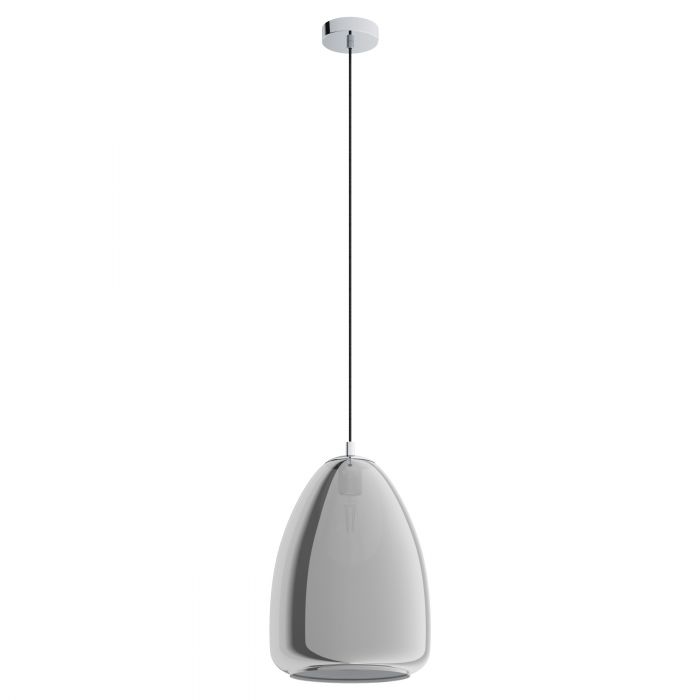 Alobrase 1 Light 30cm Chrome with Smoke Glass Modern Pendant