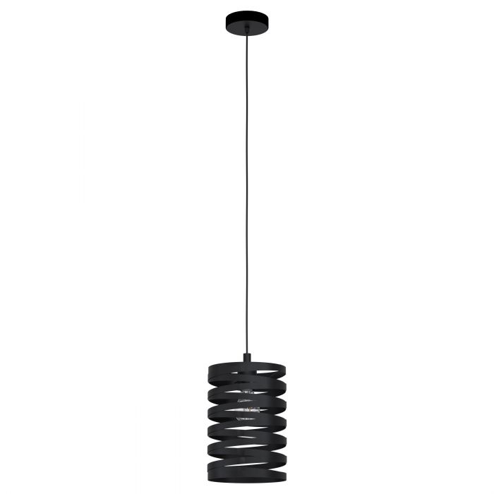 Cremella 18cm Black Spiral Drum Shade Modern Industrial Pendant