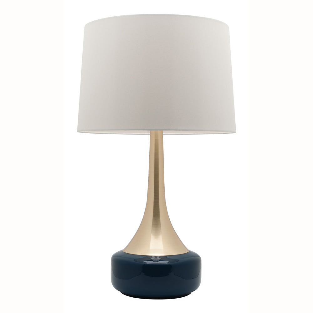 Galleria Brass and Navy Goose Neck Table Lamp