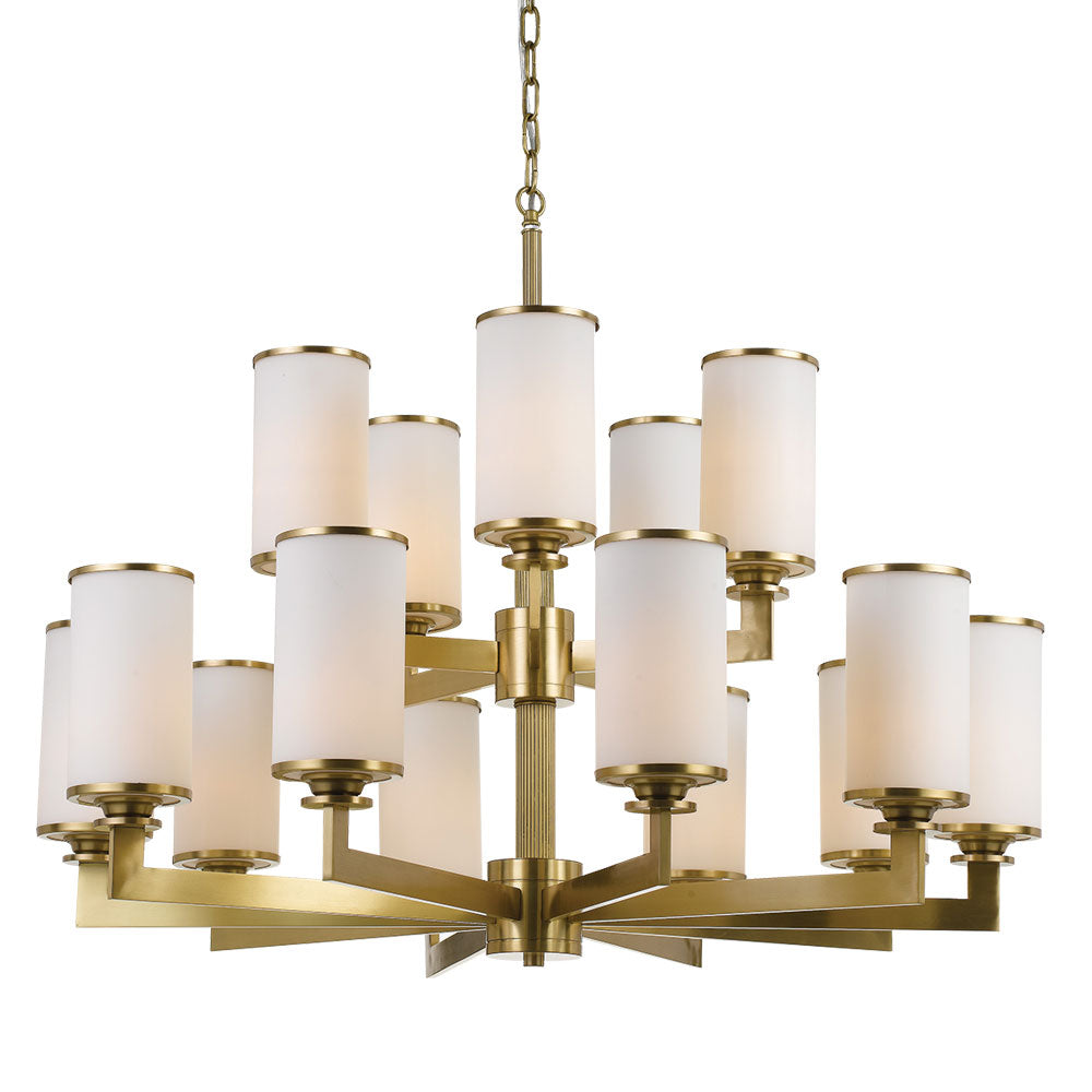 Ahern 15 Light Brass and Opal Glass Pendant