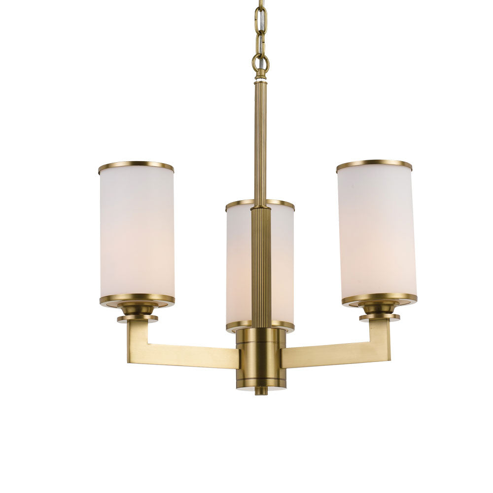 Ahern 3 Light Brass and Opal Glass Pendant