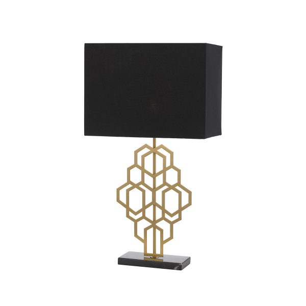 Akron Large Black and Antique Gold Art Deco Modern Table Lamp