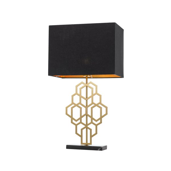 Akron Large Black and Antique Gold Art Deco Modern Table Lamp