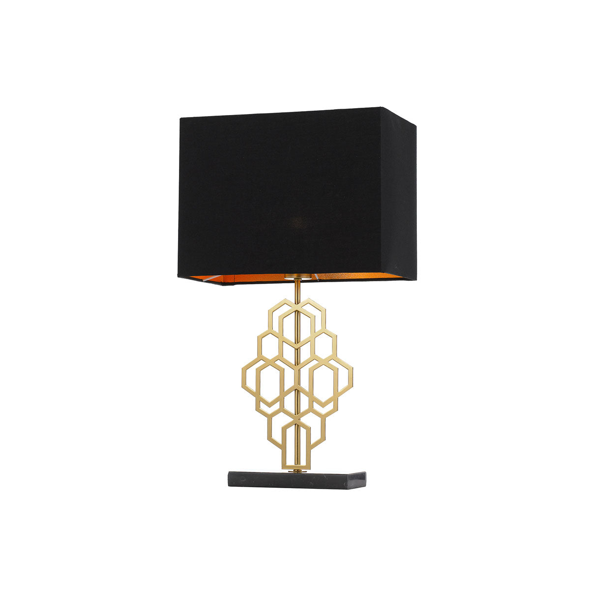 Akron Small Black and Antique Gold Art Deco Modern Table Lamp