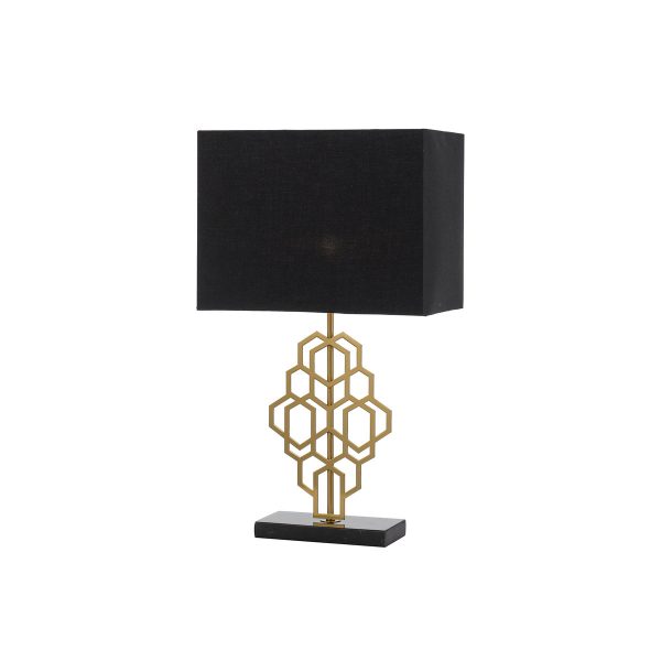 Akron Small Black and Antique Gold Art Deco Modern Table Lamp