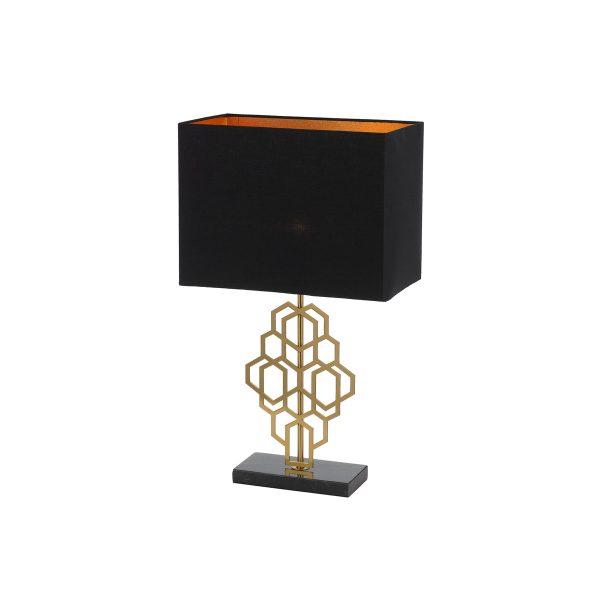 Akron Small Black and Antique Gold Art Deco Modern Table Lamp